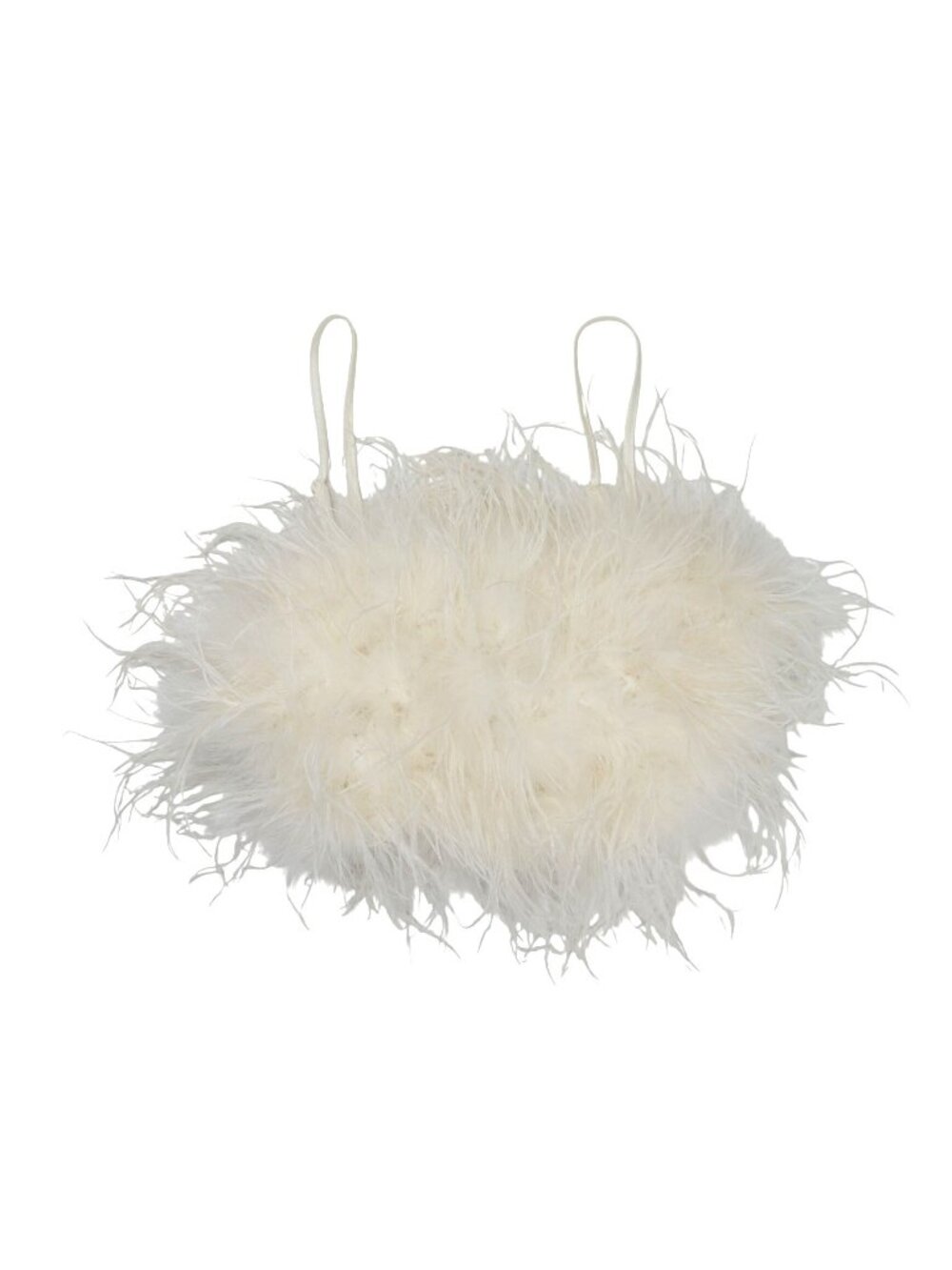 Bubish Luxe Ostrich Fur Crop Top in White